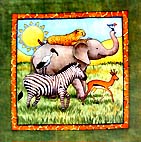 Elephant, zebra and other Serengeti wildlife from Patricia Wright quilt. Andrea Taylor photo.