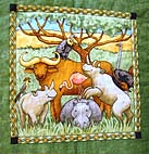 Water buffalo, rhinos and other Serengeti wildlife from Patricia Wright quilt. Andrea Taylor photo.