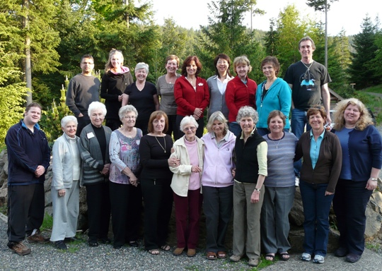 Father Ranjan d'Sa (top left) and St. Gerard's 2011 retreat group at Rivendell Retreat Centre, Bowen Island, B.C.