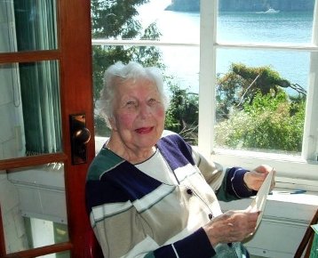 Mrs. Agneta Wright on her 99th birthday in the sunroom overlooking Deep Bay, Bowen Island. Maria Wright photo.